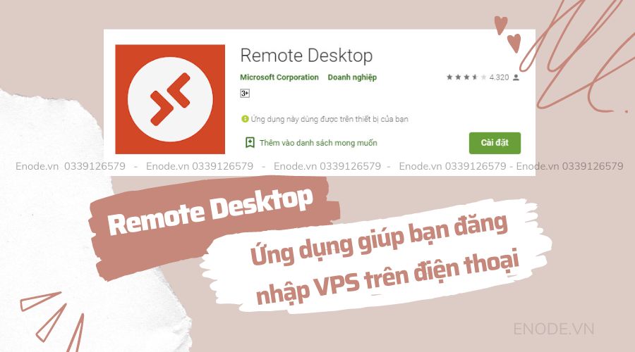 Remote Desktop ứng dụng đăng nhập VPS trên điện thoại