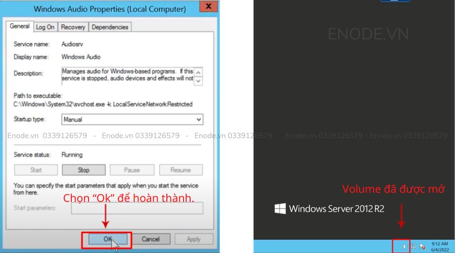 Bật loa trên VPS Windows thành công