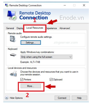 Chọn “More” trong tab “Local Resources”