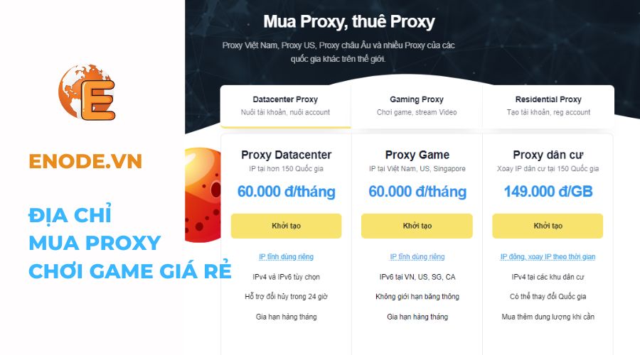 Enode địa chỉ mua Proxy để chơi game giá rẻ
