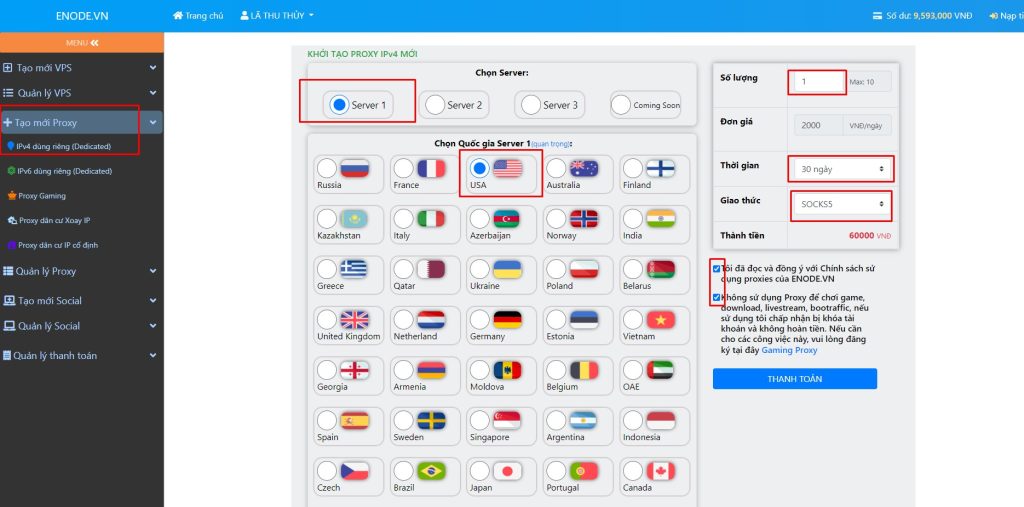 Hướng dẫn mua Proxy Mỹ trên ENODE