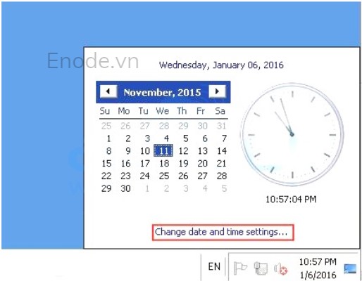 Mở đồng hồ trên VPS và chọn Change Date and Time Settings