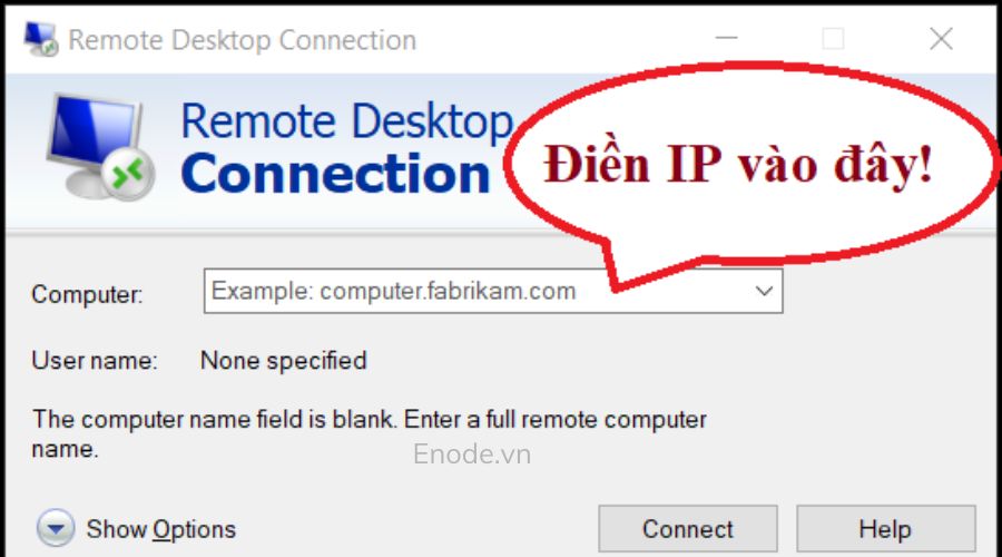  Mở ứng dụng Remote Desktop Connection