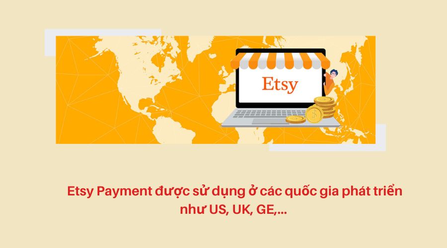 Etsy Payment được sử dụng ở các quốc gia phát triển