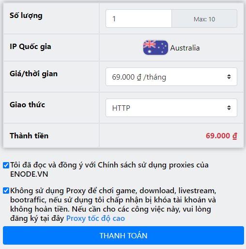 Mua Proxy Australia tại ENODE