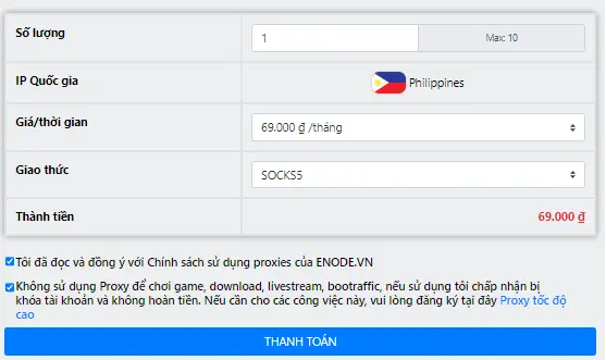 Mua Proxy Philippines tại Enode