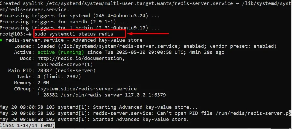 Cài Redis trên VPS Ubuntu thành công