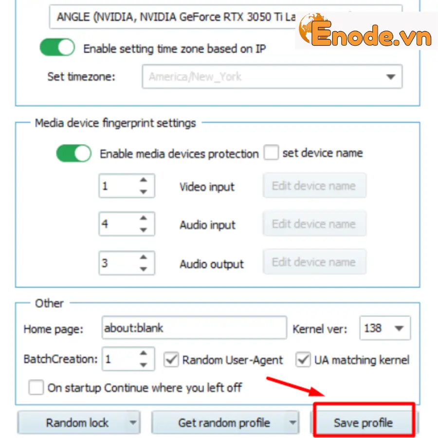 Điều chỉnh các thông số trên VMLogin và lưu hồ sơ mới tạo