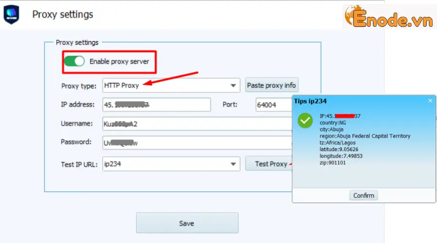 Thêm thông tin proxy Nigeria vào Profile VMLogin
