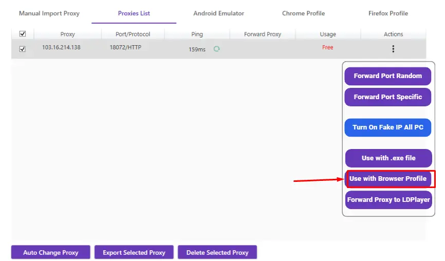 Đổi IP trên trình duyệt ứng dụng Enode Proxy Client