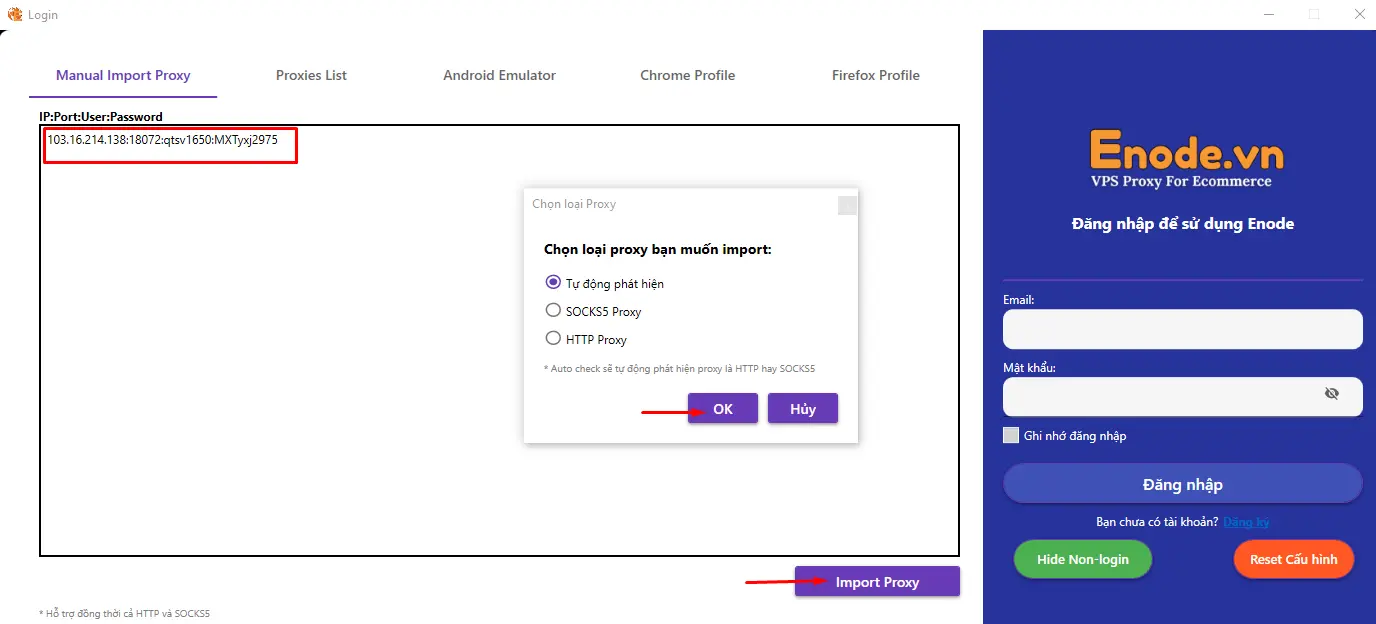 Thêm Proxy trên Enode Proxy Client theo cách thủ công