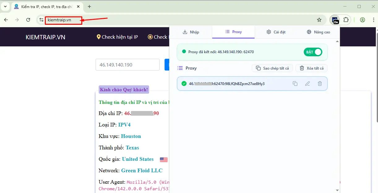 Đổi IP trên Chrome thành công