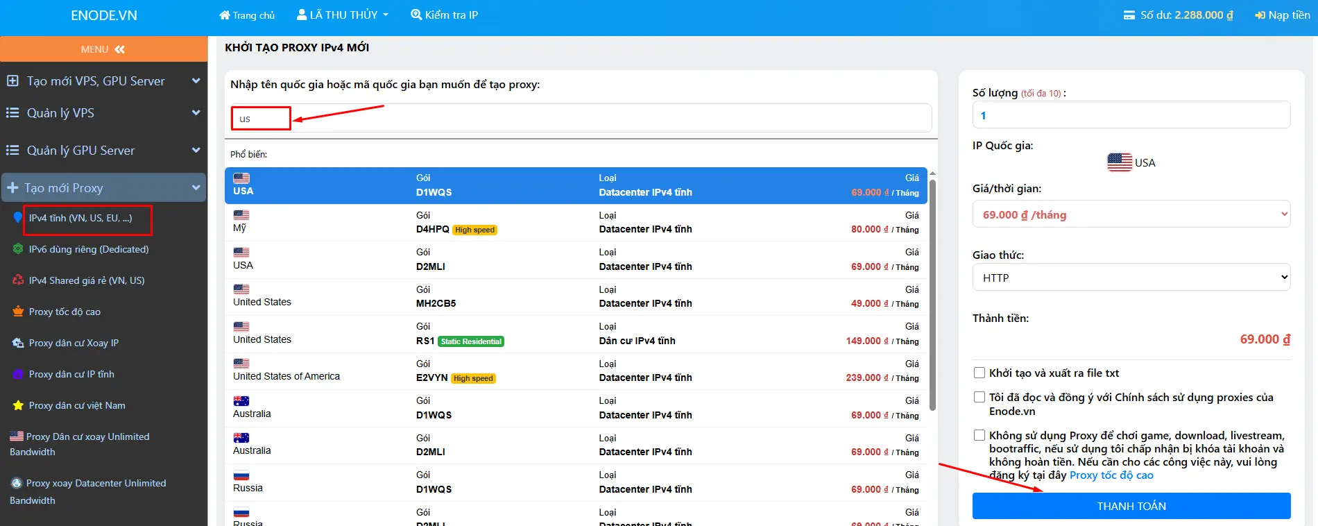 Mua Proxy tại Website Enode.vn