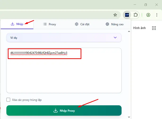 Thêm Proxy trên tiện ích Make Proxy Simple Switcher