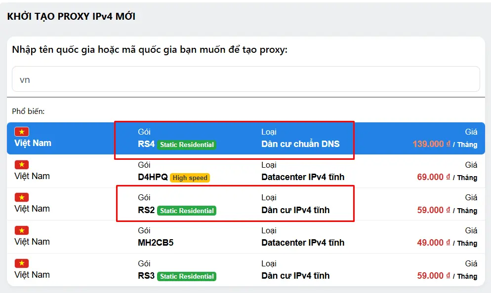 Tham khảo proxy dân cư tĩnh ISP VNPT tại Enode