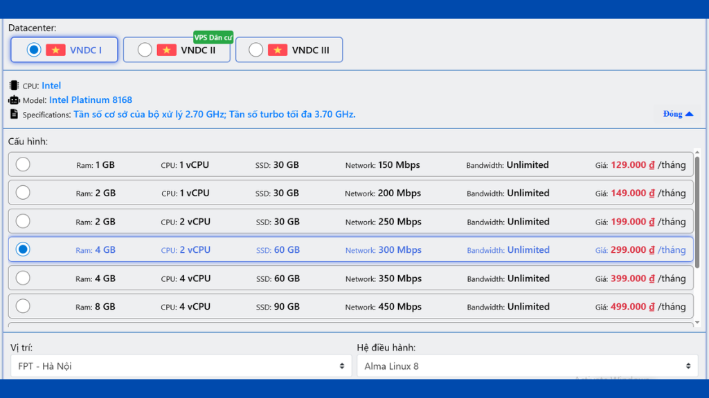 Tham khảo bảng giá VPS Linux Việt Nam tại Enode.vn