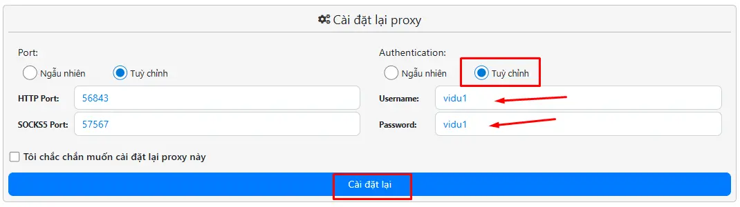 Đổi username password proxy tĩnh tại Enode