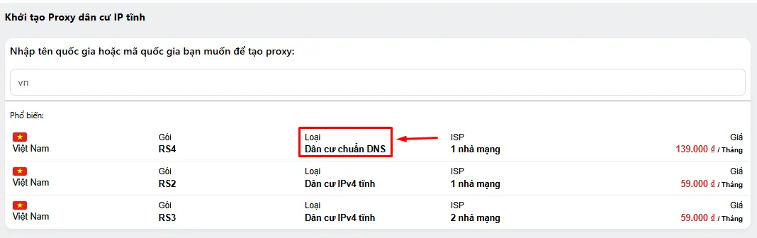 Tạo proxy dân cư tĩnh IP Việt Nam chuẩn DNS tại Enode