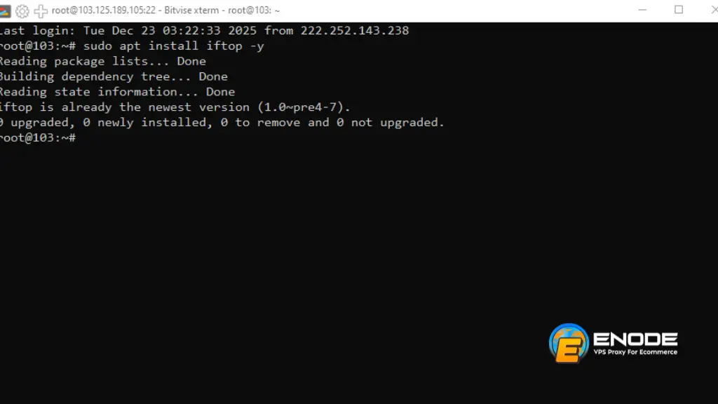 Cài đặt Iftop Ubuntu trên VPS Ubuntu thành công
