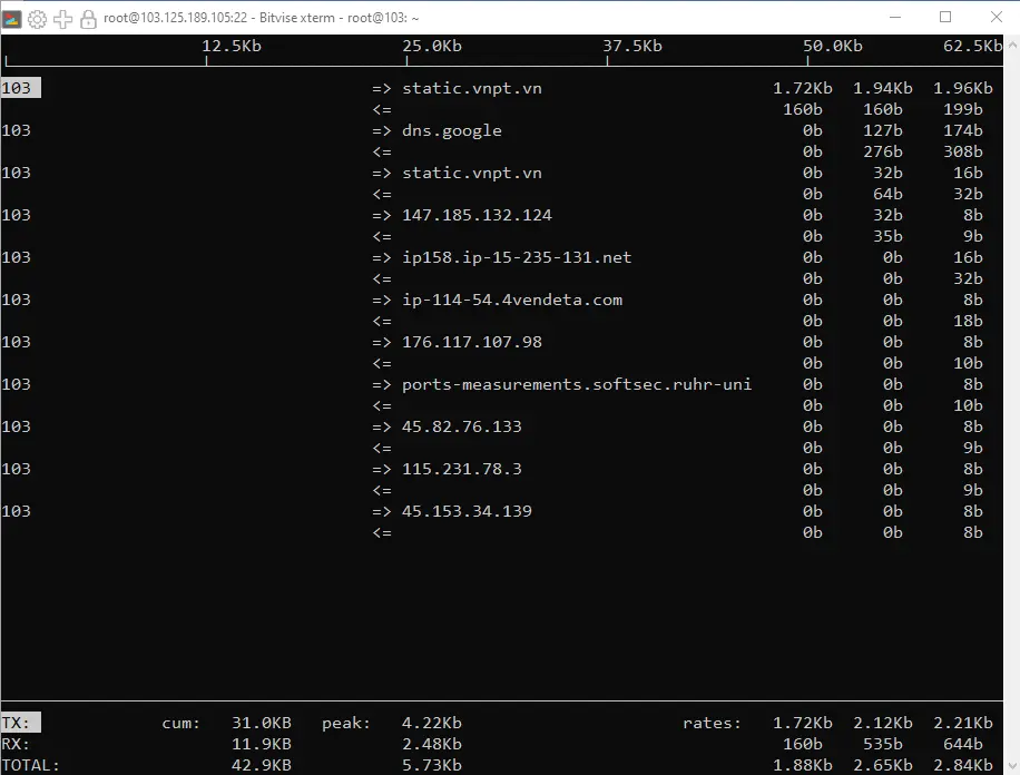 Chạy Iftop trên VPS Ubuntu